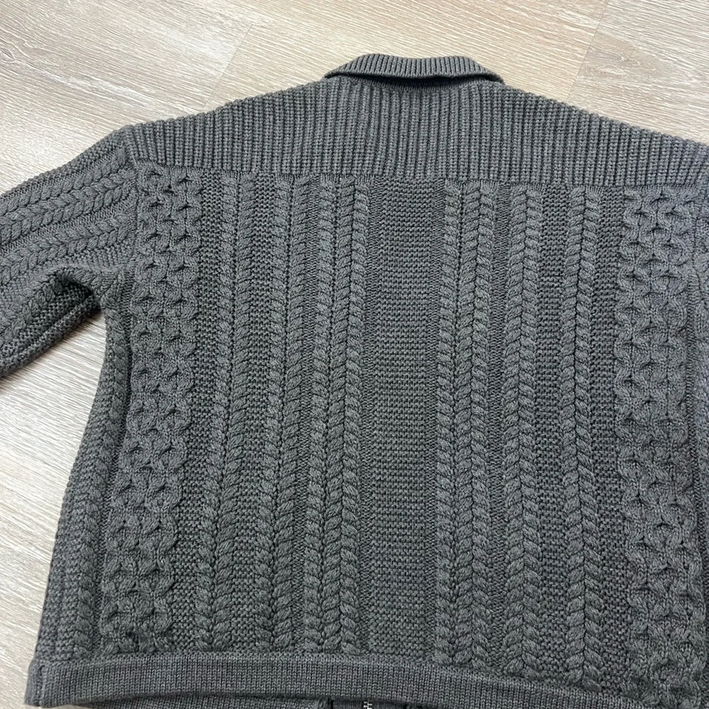 Rag & Bone Merino Wool Kerry Cardigan Zip-Front Cable Knit Sweater Jacket - Picture 7 of 8